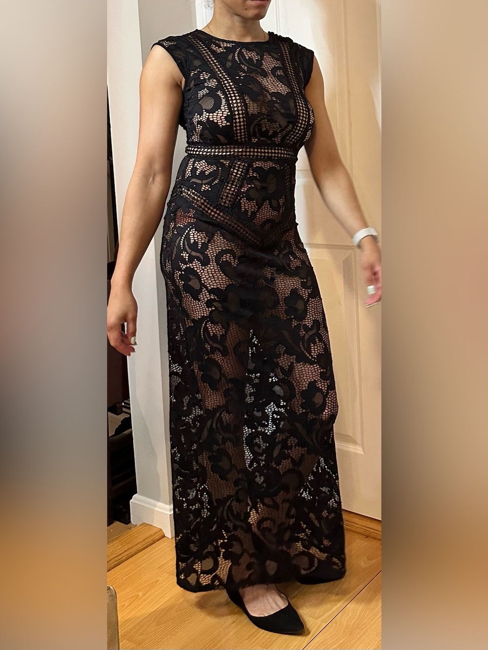 Little Mistress Black Lace Maxi Dress